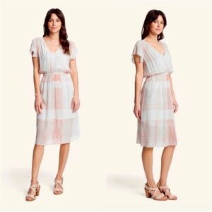 ✨ FRYE ✨ Deauville Mauve Pink Ombre Shibori Boho Watercolor Midi Dress Sz Small